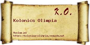Kolonics Olimpia névjegykártya